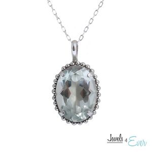 Milgrain Pendant with Genuine Gemstone & 16" Chain